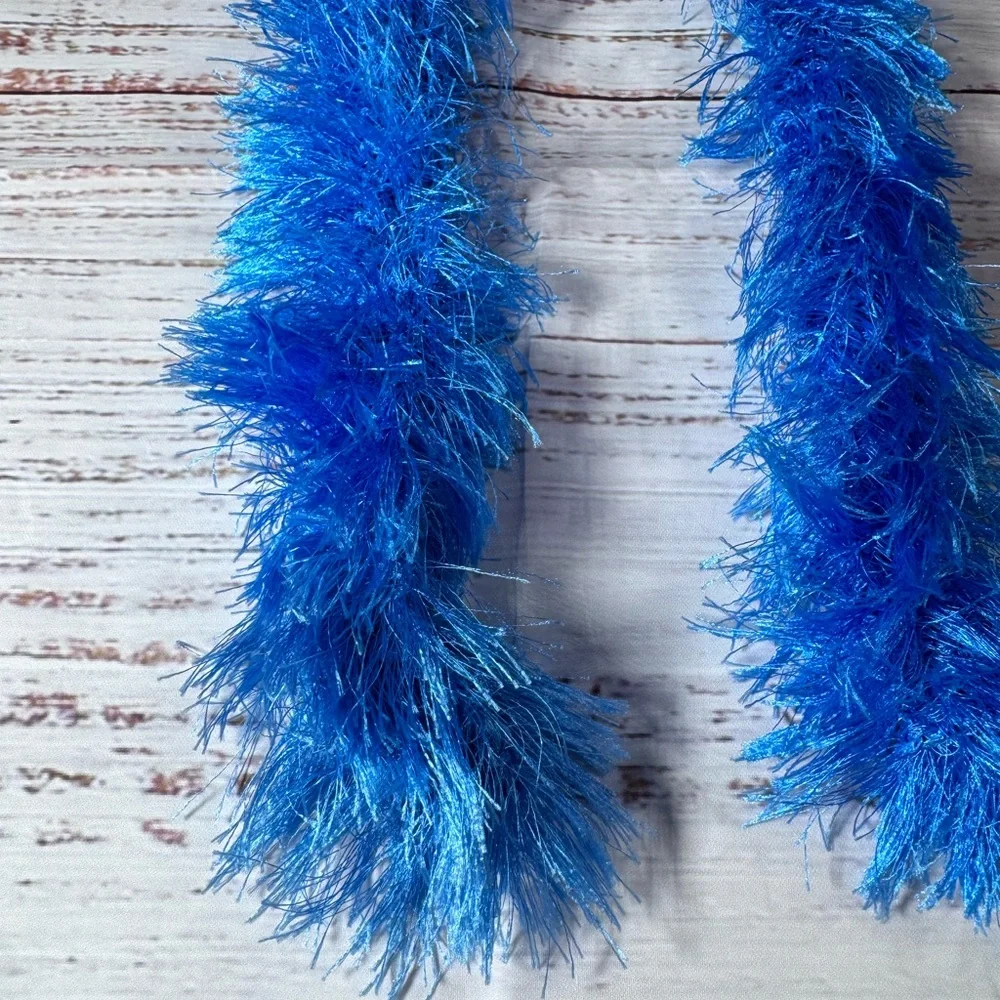 Kids Blue Fuzzy Boa Hair Accessory - Fun Dress-Up Feathered Scarf